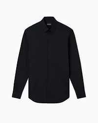 Emporio Armani - Stretch cotton poplin shirt, Man, Black, Size: