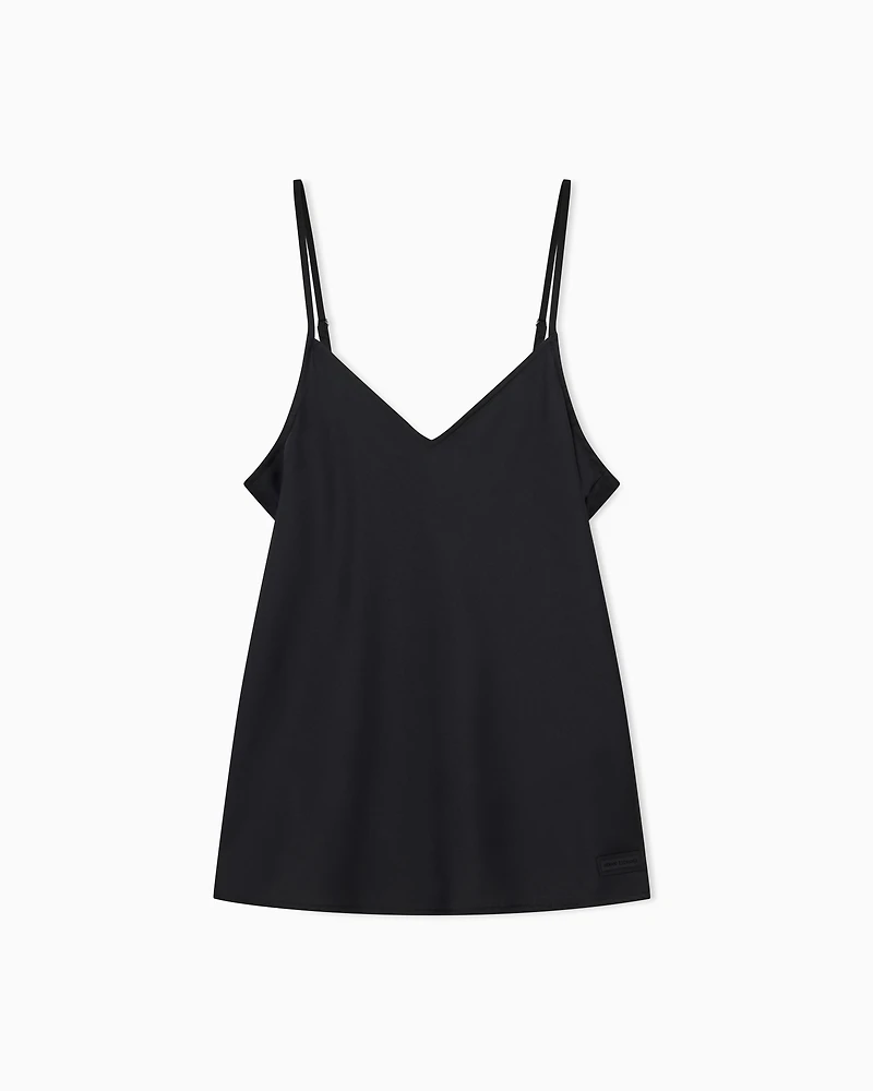 Armani Exchange - Satin V-Neck Top, Woman, Black, Size: