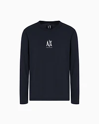 Armani Exchange - Long-sleeved T-shirt with embroidered logo, Man, Navy Blue, Size: