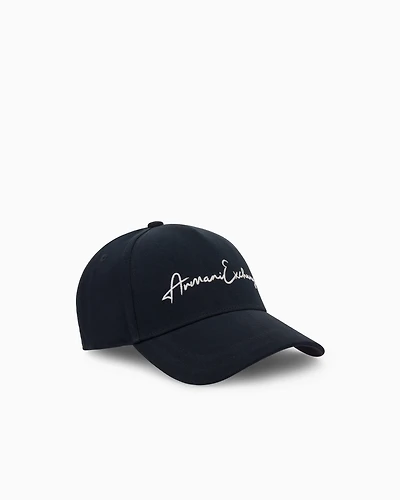 Armani Exchange - Visor hat with maxi logo, Man, Navy Blue, Size: TU