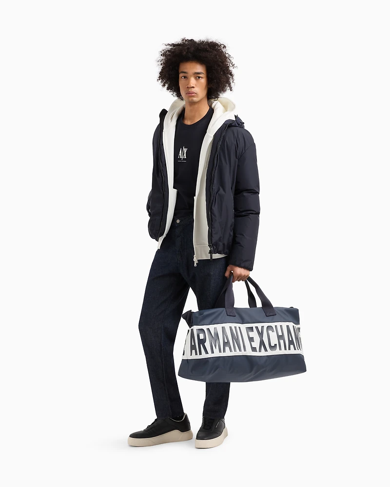 Armani Exchange - Long-sleeved T-shirt with embroidered logo, Man, Navy Blue, Size: