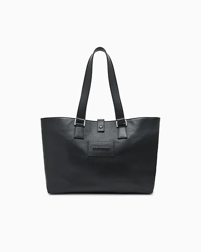 Emporio Armani - Tumbled leather shopper bag, Man, Black, Size: TU