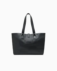 Emporio Armani - Tumbled leather shopper bag, Man, Black, Size: TU