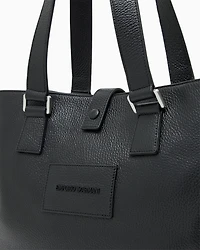 Emporio Armani - Tumbled leather shopper bag, Man, Black, Size: TU