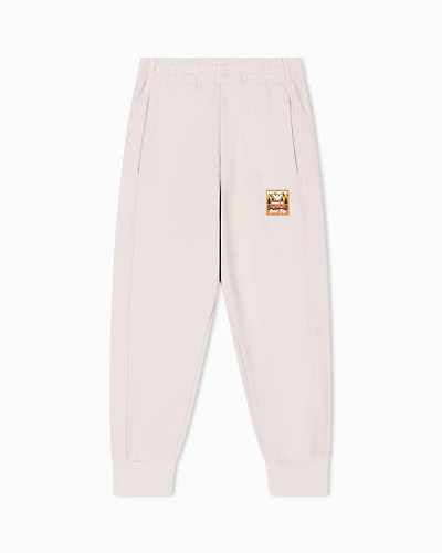 Emporio Armani - ASV Manga Bear Crew loose-fit joggers organic interlock jersey, Boy, Beige, Size: