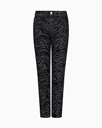 Emporio Armani - J36 Slim-fit jeans garment-dyed drill with a flocked animal print, Woman, Black, Size: