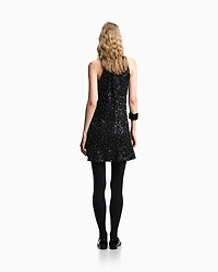 Emporio Armani - Georgette dress with all-over beads and sequins, Woman, Black, Size: