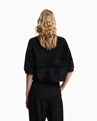 Emporio Armani - Short-sleeved jumper a lurex links-stitch knit, Woman, Black, Size: