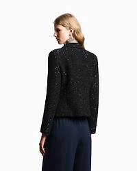 Emporio Armani - Single-breasted jacket lurex bouclé fabric with sequins, Woman, Black, Size: