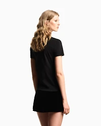 Emporio Armani - Lightweight jersey T-shirt with jewel logo detail, Woman, Black, Size: