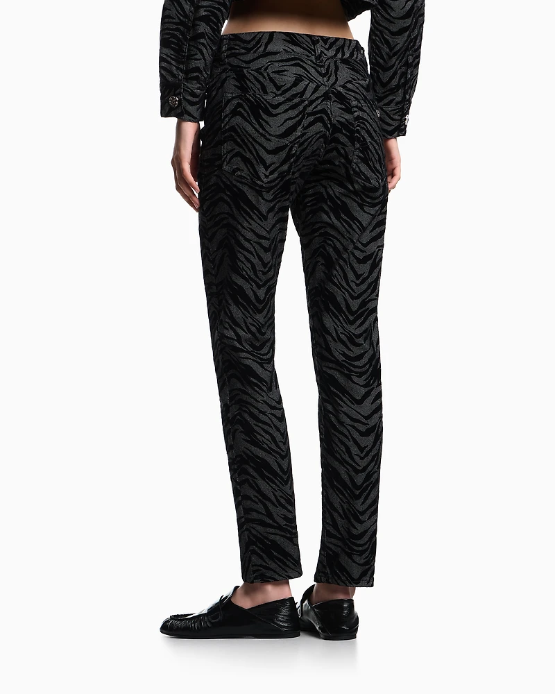 Emporio Armani - J36 Slim-fit jeans garment-dyed drill with a flocked animal print, Woman, Black, Size: