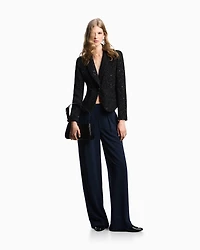 Emporio Armani - Single-breasted jacket lurex bouclé fabric with sequins, Woman, Black, Size: