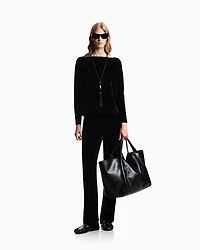 Emporio Armani - Stretch chenille trousers, Woman, Black, Size: