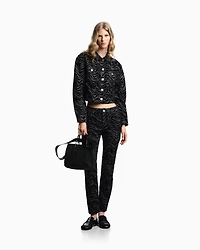 Emporio Armani - J36 Slim-fit jeans garment-dyed drill with a flocked animal print, Woman, Black, Size: