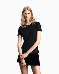 Emporio Armani - Liquid velvet shorts with pleats, Woman, Black, Size: