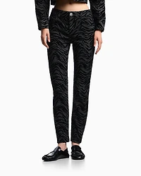 Emporio Armani - J36 Slim-fit jeans garment-dyed drill with a flocked animal print, Woman, Black, Size: