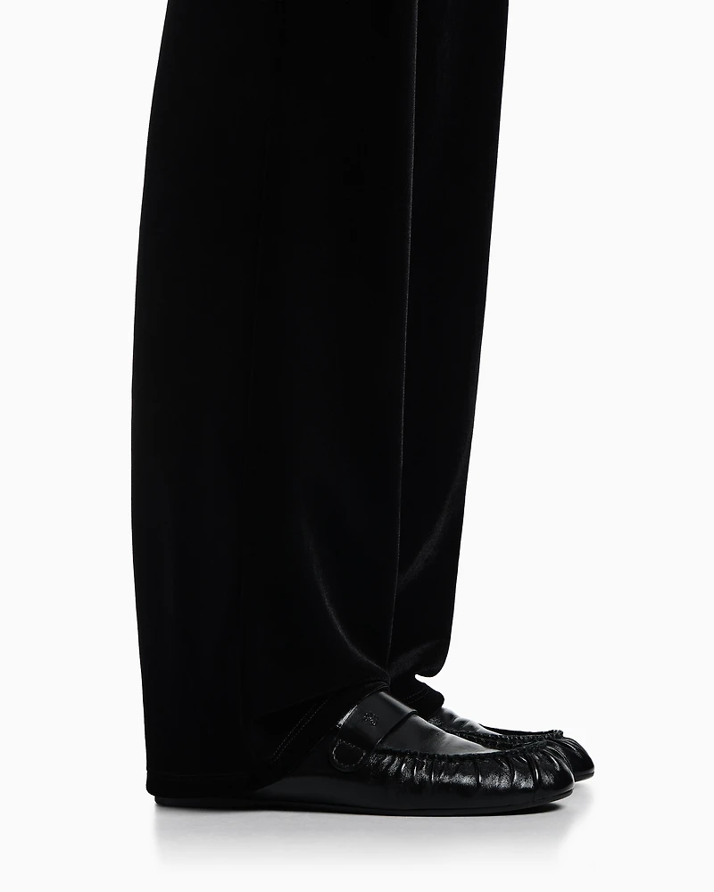 Emporio Armani - Stretch chenille trousers, Woman, Black, Size: