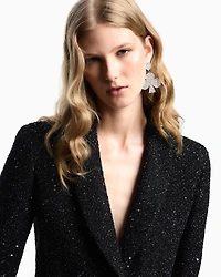 Emporio Armani - Single-breasted jacket lurex bouclé fabric with sequins, Woman, Black, Size: