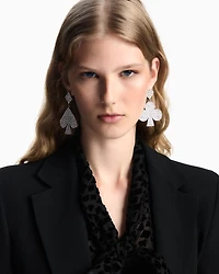 Emporio Armani - Shaped earrings with Swarovski pavé rhinestones, Woman, Transparent, Size: TU