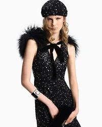 Emporio Armani - Curly Mongolian lamb fur collar, Woman, Black, Size: TU