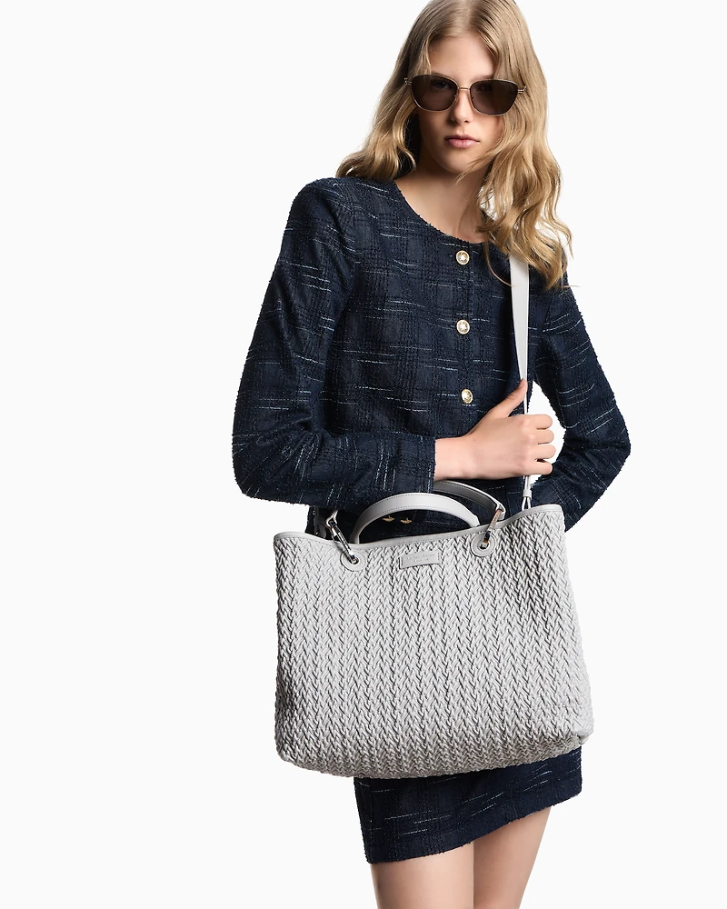Emporio Armani - Quilted-effect medium MyEA shopper bag, Woman, Grey, Size: TU