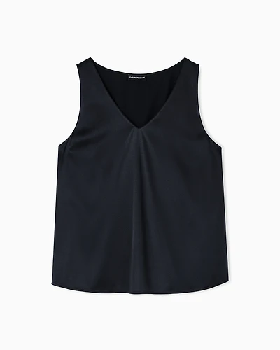 Emporio Armani - Silk satin V-neck top , Woman, Black, Size: