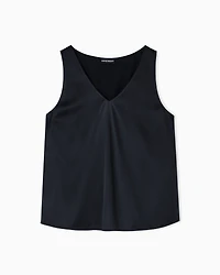 Emporio Armani - Silk satin V-neck top , Woman, Black, Size: