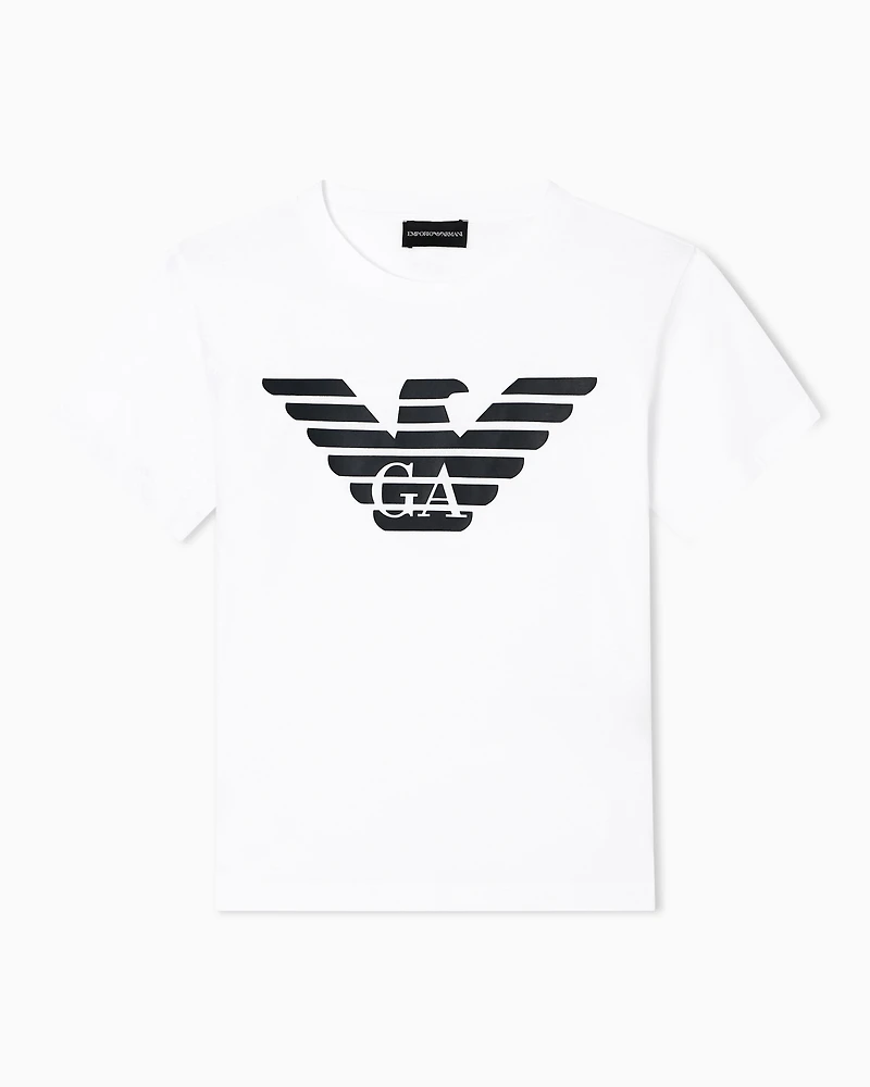 Emporio Armani - ASV organic-jersey T-shirt with logo print, Woman, White, Size: