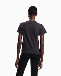 Emporio Armani - ASV organic-jersey T-shirt with logo print, Woman, Navy Blue, Size:
