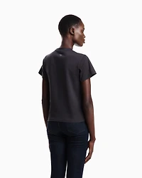 Emporio Armani - ASV organic-jersey T-shirt with logo print, Woman, Navy_blue, Size: