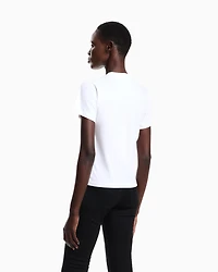 Emporio Armani - ASV organic-jersey T-shirt with logo print, Woman, White, Size: