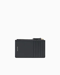 Emporio Armani - Zipped, tumbled-leather card holder, Woman, Black, Size: TU