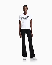 Emporio Armani - ASV organic-jersey T-shirt with logo print, Woman, White, Size: