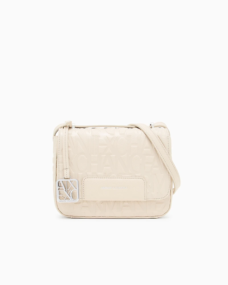 Armani Exchange - Allover logo shoulder bag, Woman, Beige, Size: TU