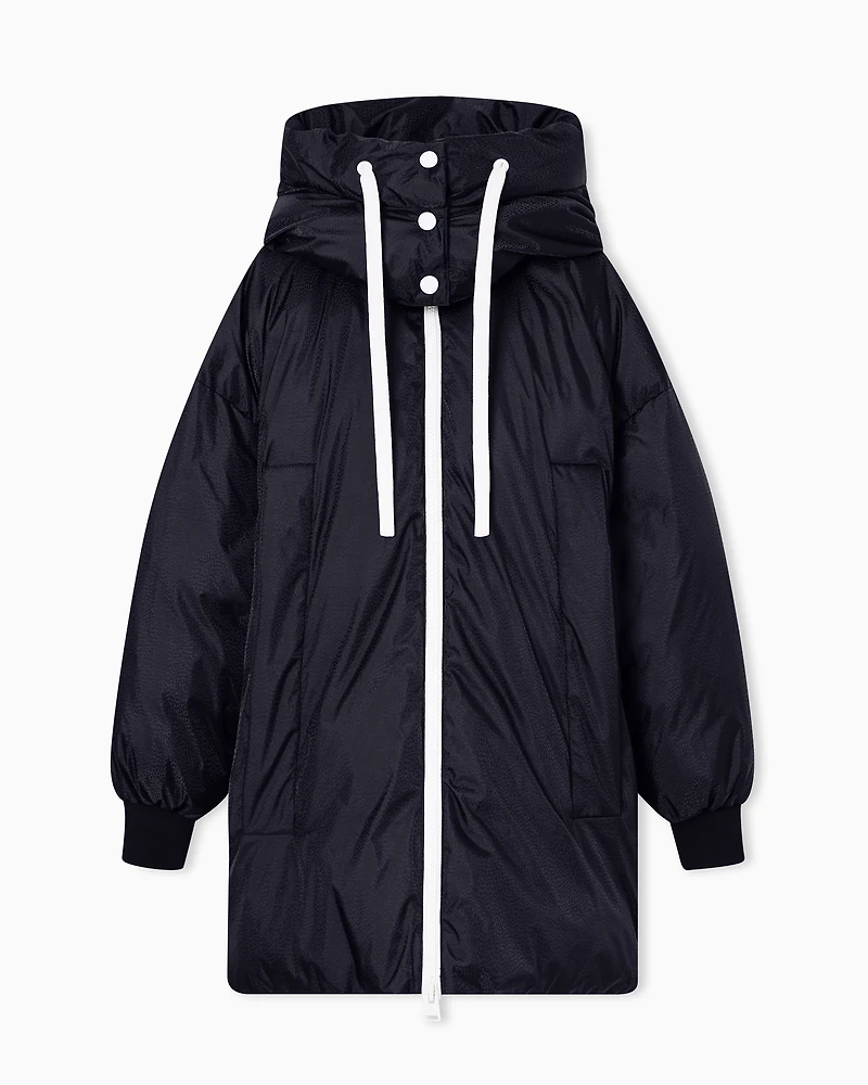Oversized down jacket with hood