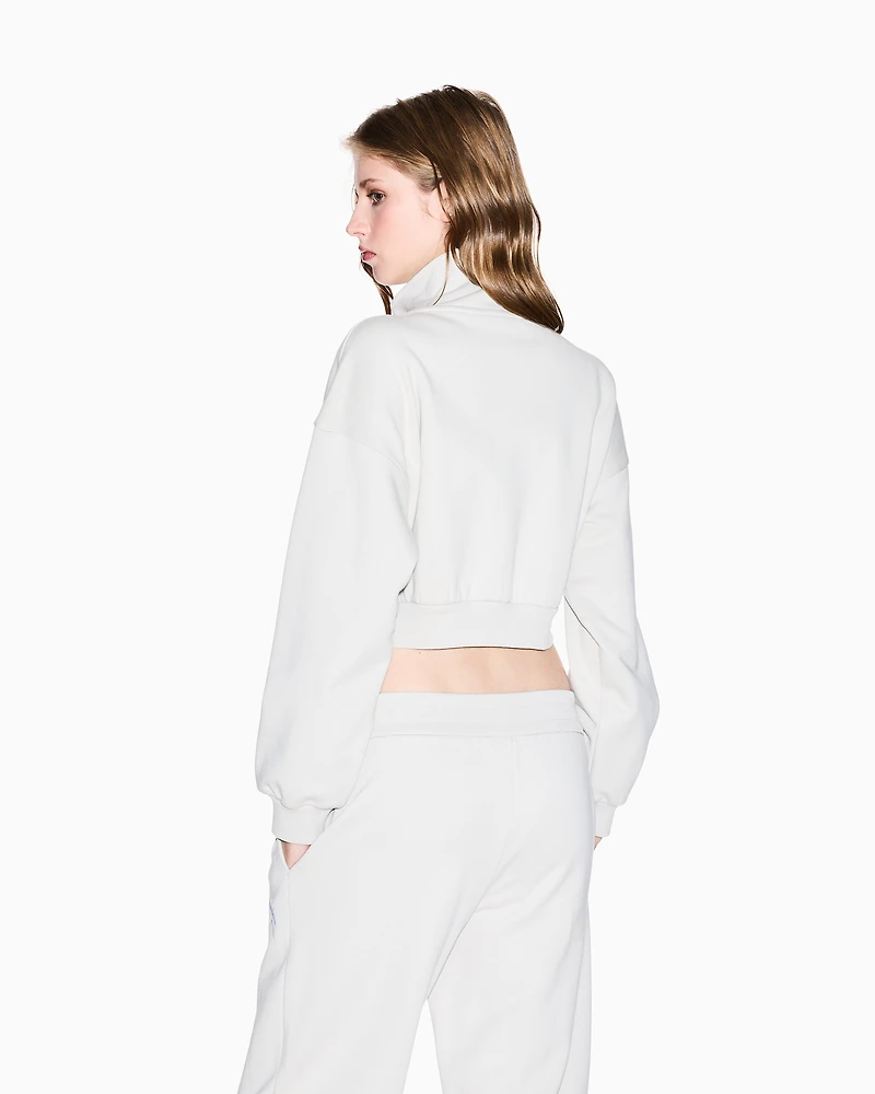 Armani Exchange - Cropped jacket with zip and high collar, Woman, Beige, Size: