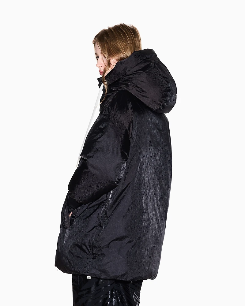 Oversized down jacket with hood
