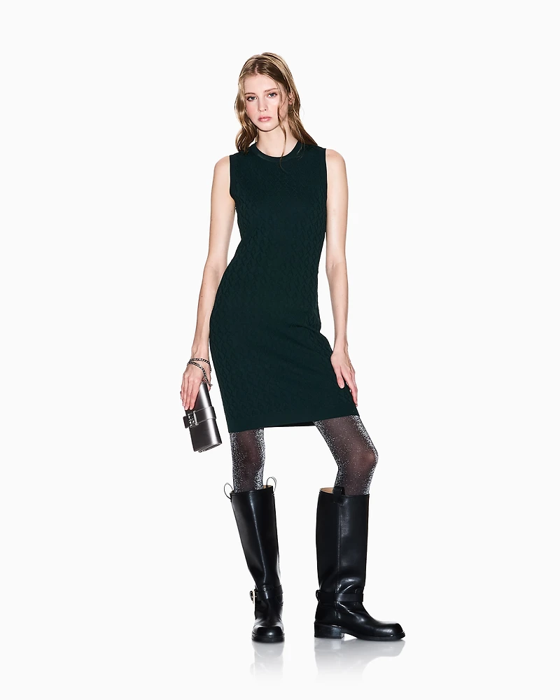 Armani Exchange - Sheath dress with allover logo, Woman, Green, Size: