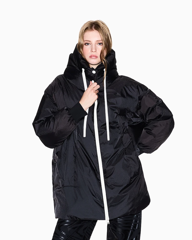 Oversized down jacket with hood