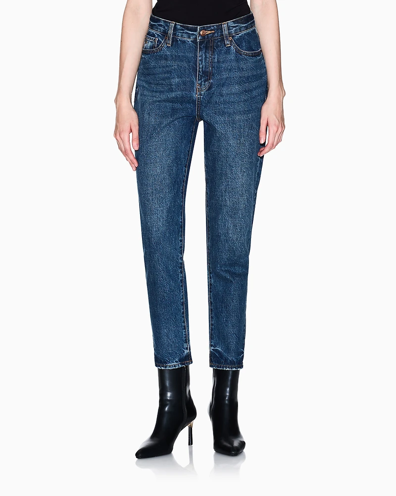 Armani Exchange - Rigid denim boyfriend jeans, Woman, Blue, Size: