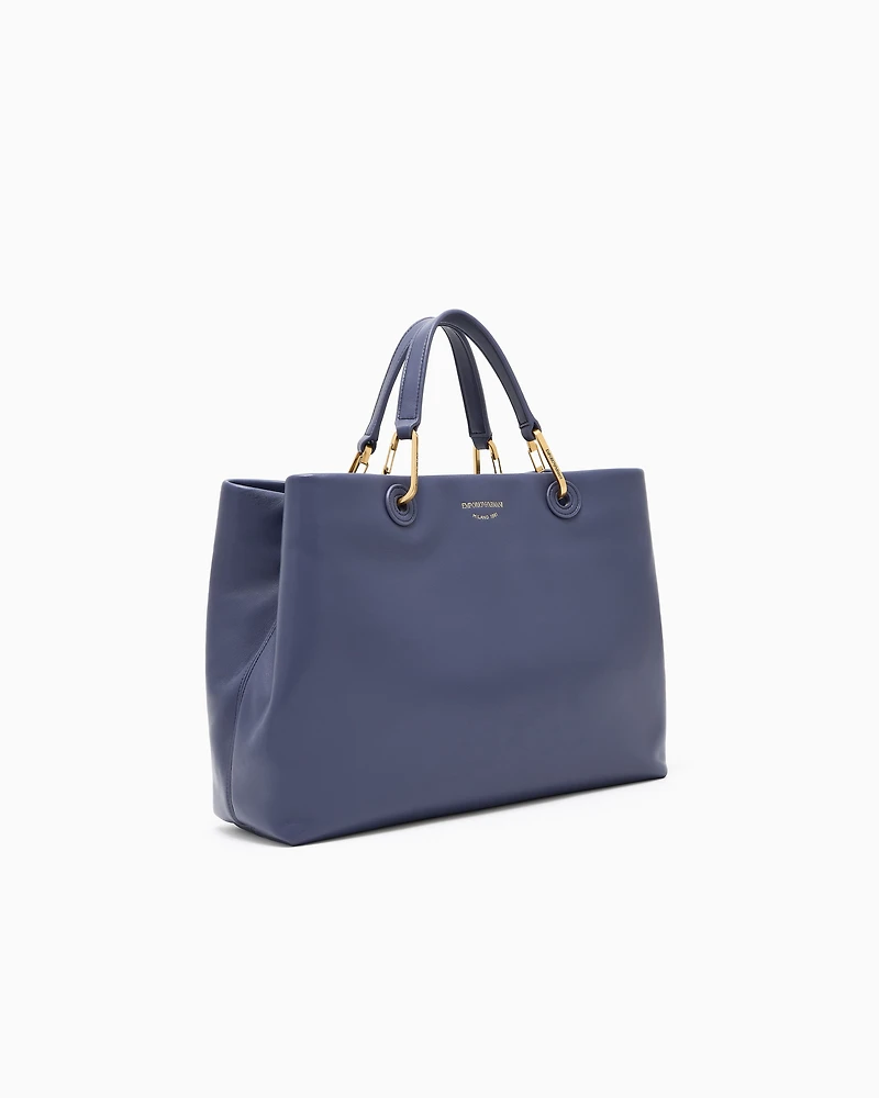 Emporio Armani - Nappa-leather medium MyEA shopper bag , Woman, Purple, Size: TU