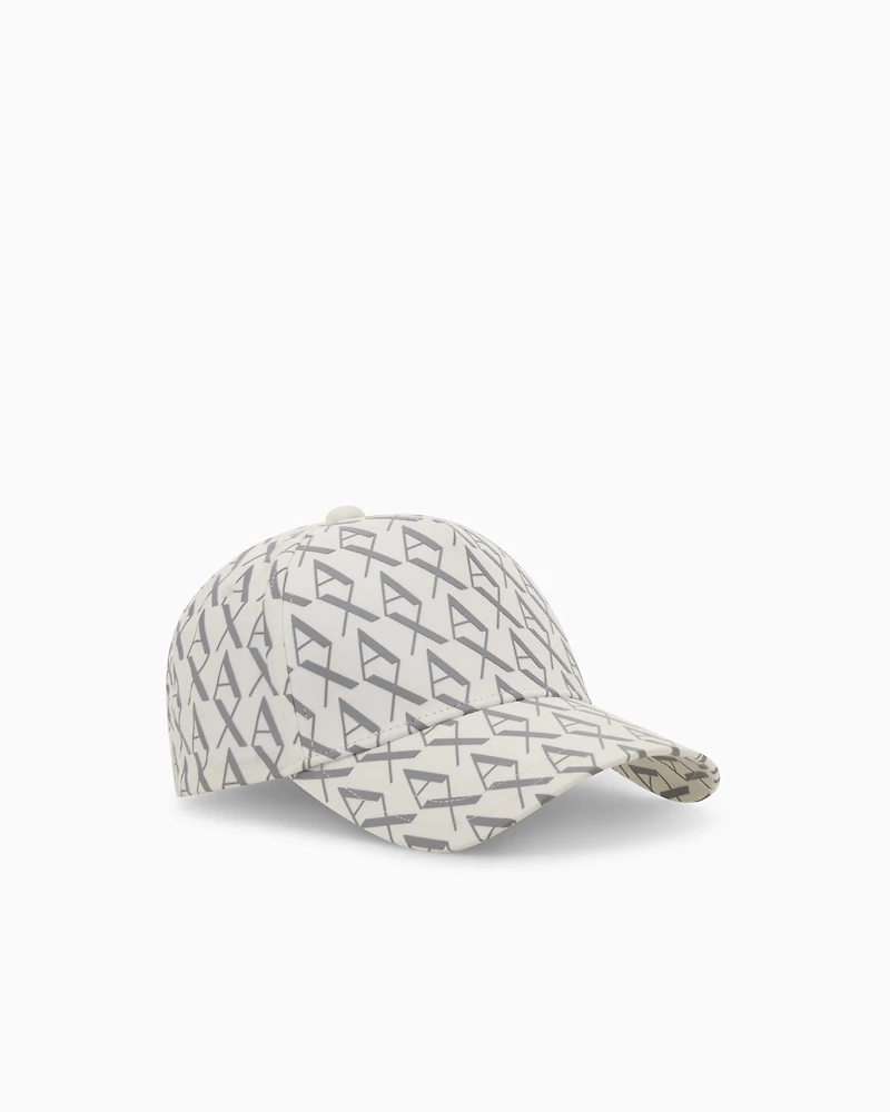 Armani Exchange - Visor cap with allover logo, Man, White, Size: TU