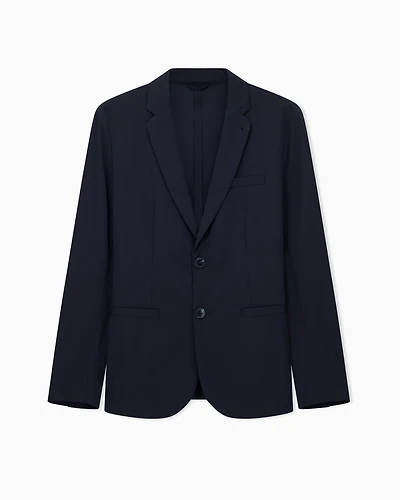 Armani Exchange - Single-breasted jacket ultra-stretch twill, Man, Blue, Size: