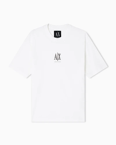 Armani Exchange - Regular fit T-shirt with embroidered logo, Man, White, Size: