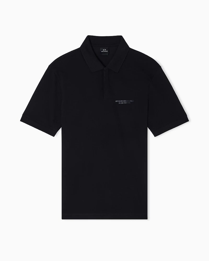 Armani Exchange - Regular fit polo shirt with tone-on-tone logo, Man, Black, Size: