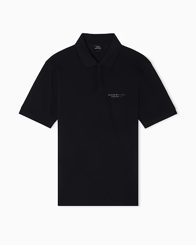 Armani Exchange - Regular fit polo shirt with tone-on-tone logo, Man, Black, Size:
