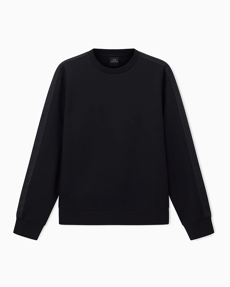 Armani Exchange - Crewneck Sweatshirt with Logo Bands, Man, Black, Size: