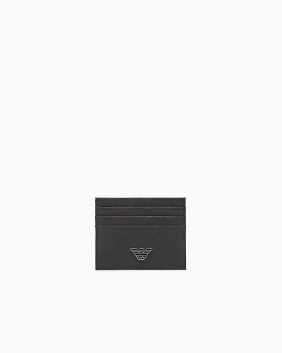 Emporio Armani - ASV regenerated Saffiano card holder, Man, Grey, Size: TU