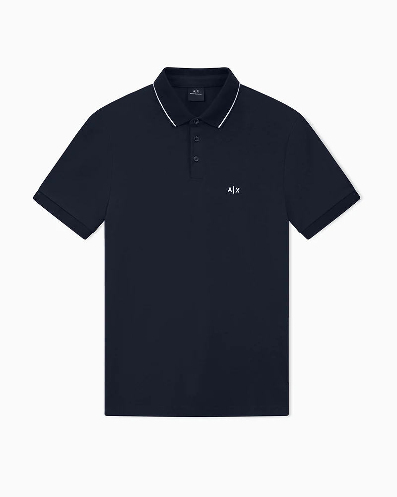 Armani Exchange - Slim fit polo shirt with logo and piping, Man, Navy Blue, Size:
