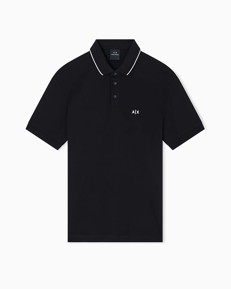 Armani Exchange - Slim fit polo shirt with logo and piping, Man, Black, Size: